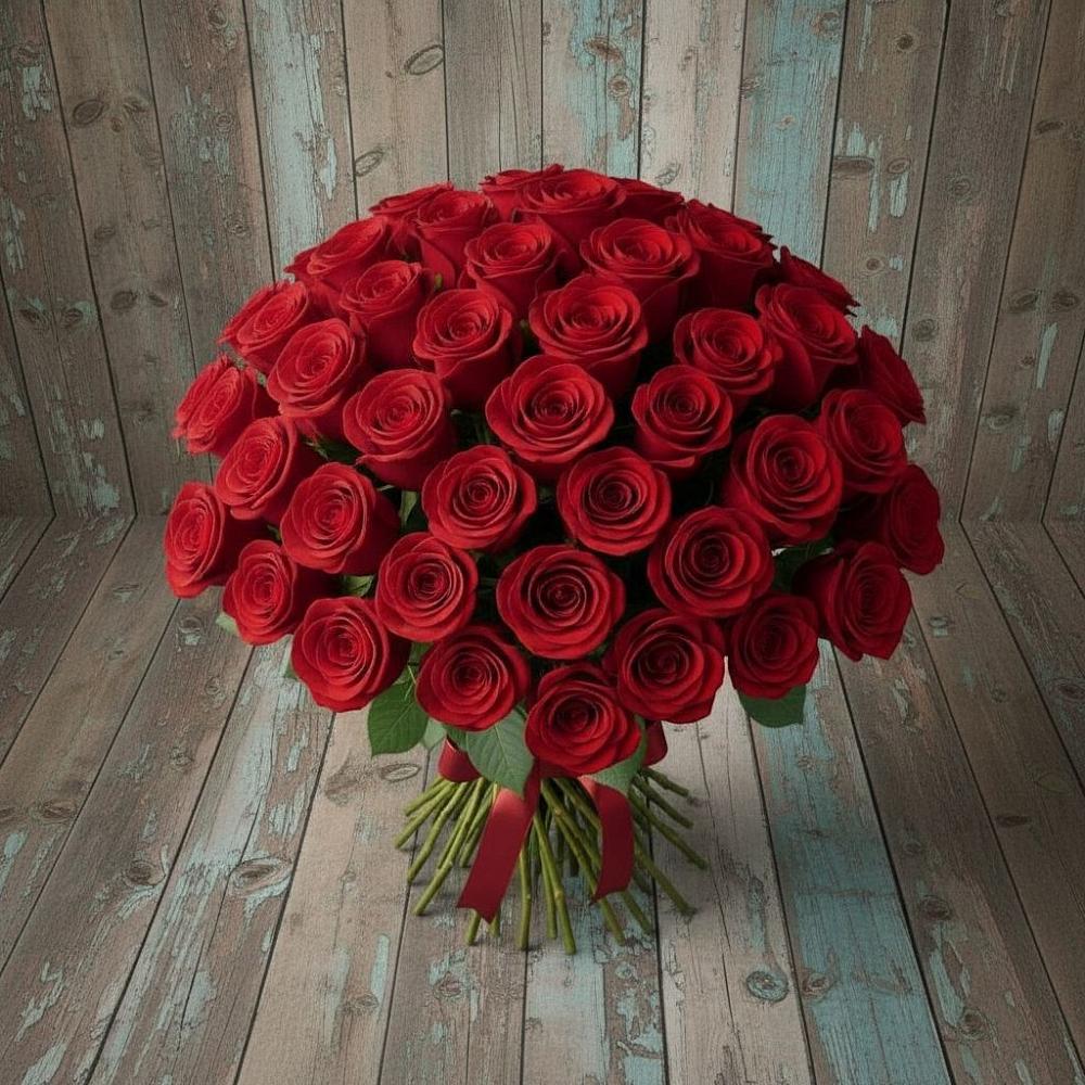 Букет 55 Красных роз Фридом в Зюзино