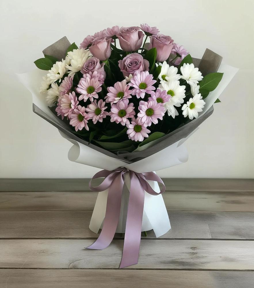 Букет цветов из: Хризантемы и Розы в Зюзино