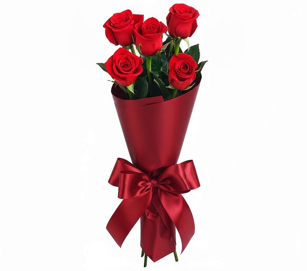 Букет 5 Красных роз Эдлесс Лав в Зюзино