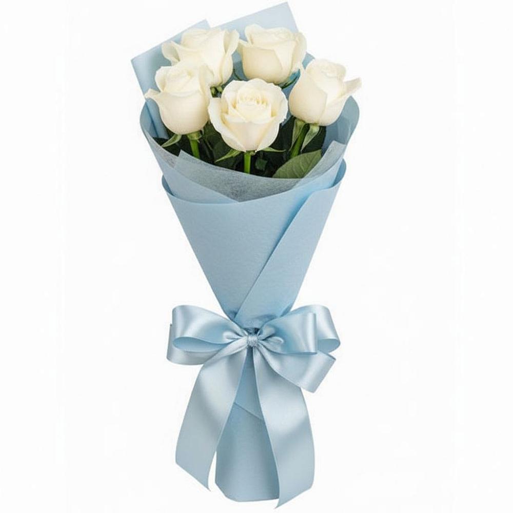 Букет 5 Белых роз Проуд в Зюзино