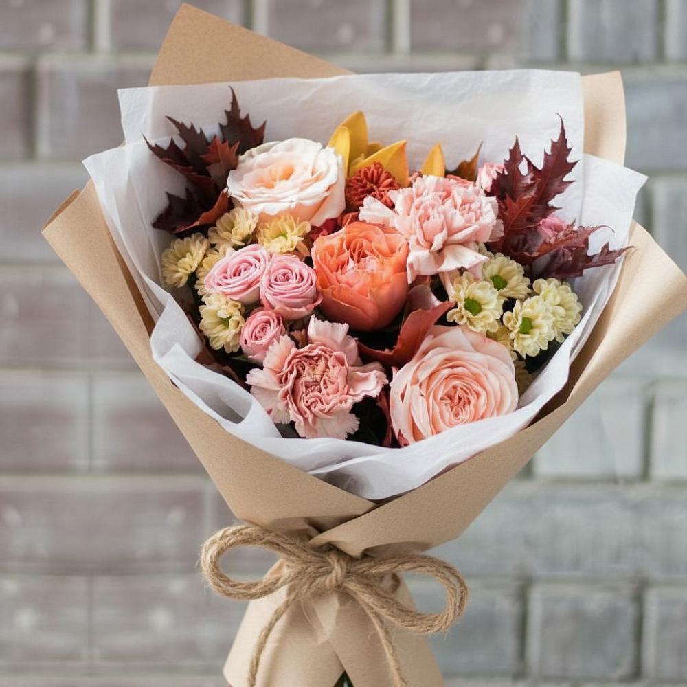 Букет цветов из: Гвоздики, Хризантемы и Розы в Зюзино