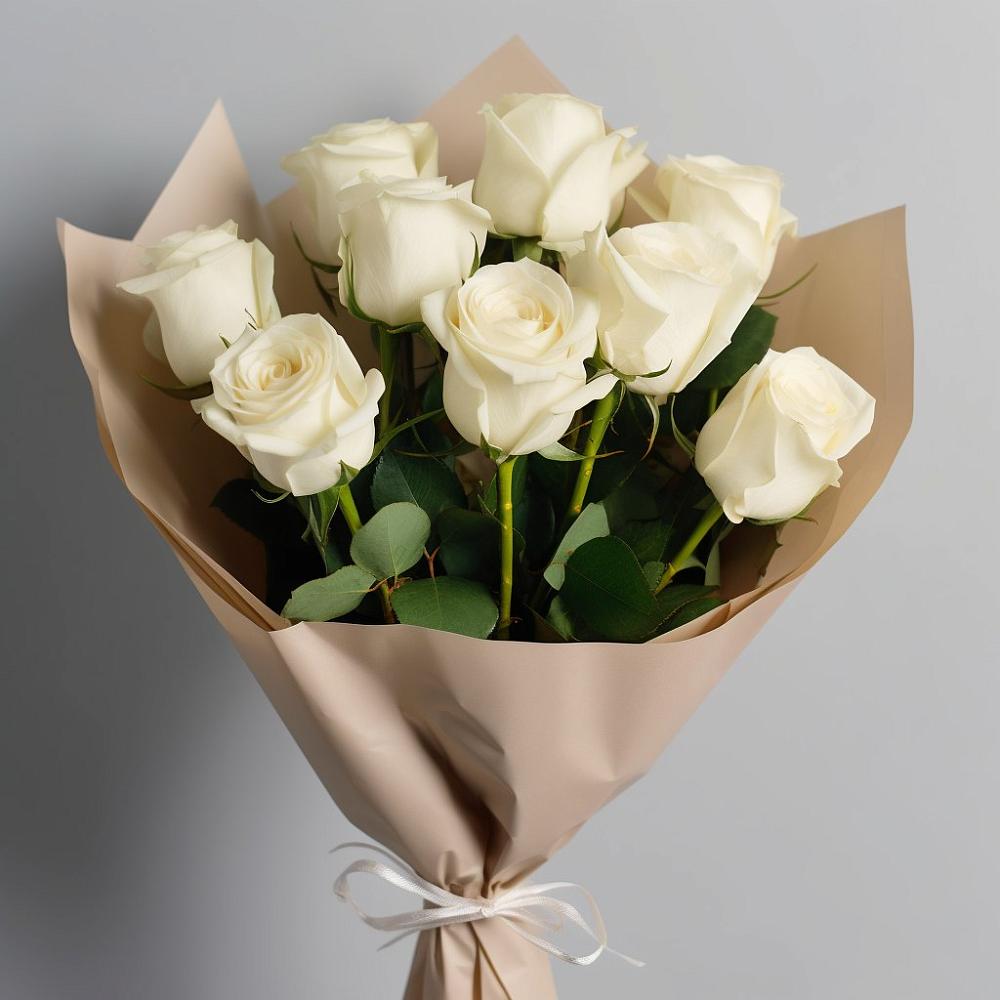 Букет 9 Белых роз Эдлесс Лав в Зюзино