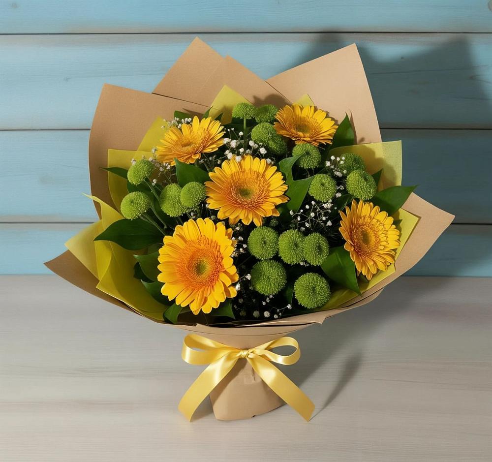 Букет цветов из: Герберы и Хризантемы в Зюзино
