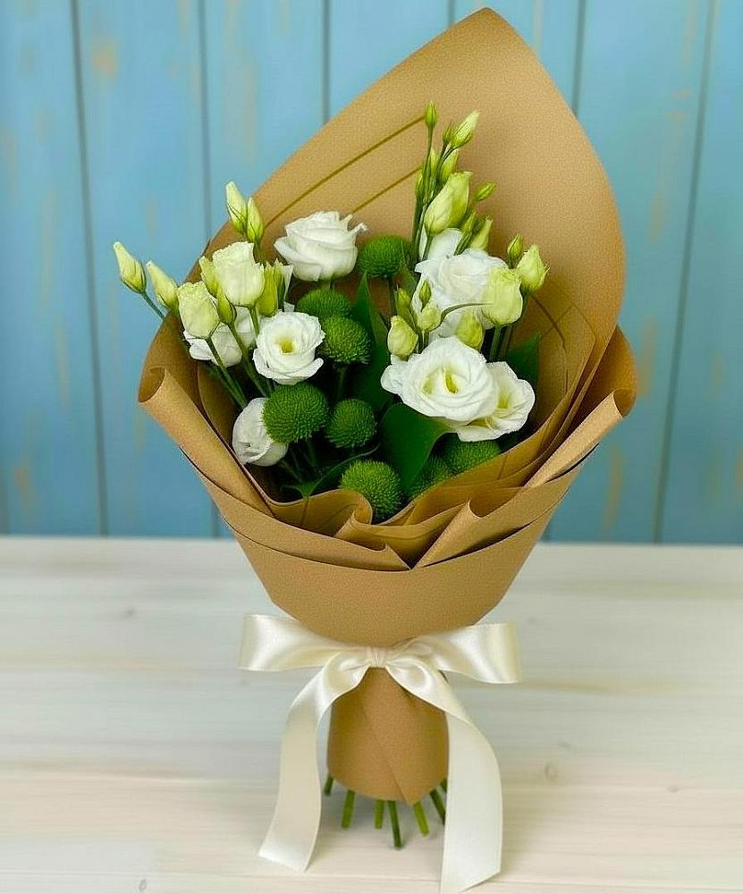 Букет цветов из: Хризантемы и Лизиантусы в Зюзино