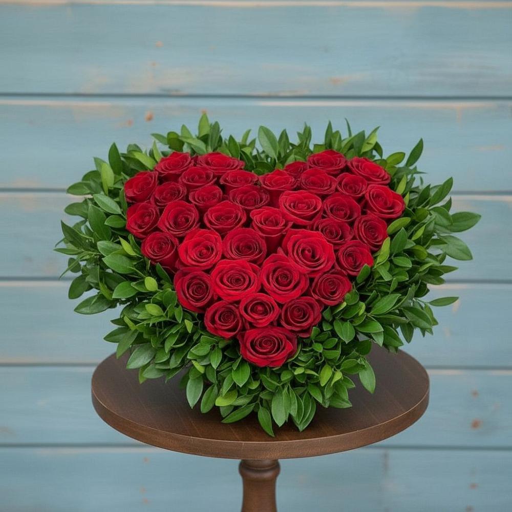 Цветочная композиция из Розы в виде сердца в Зюзино