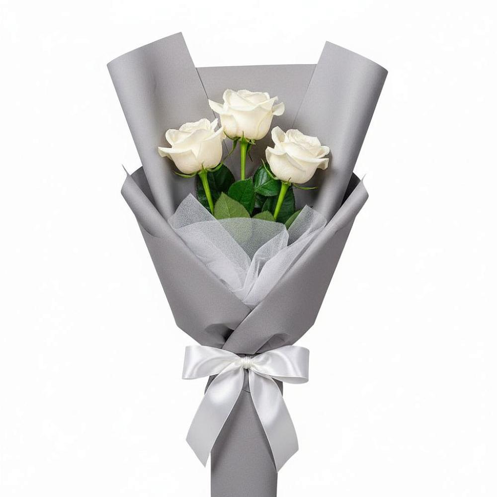 Букет 3 белые розы в Зюзино