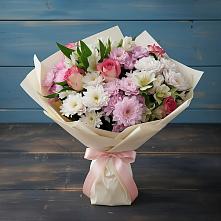 Букет цветов из:  Хризантемы, Альстромерии и Розы в Зюзино